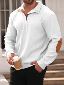 Men's Autumn/Winter Outdoor Casual Fitted Stand Collar Long Sleeve Jacquard Knit Pullover, Quarter Button, Long Sleeve Standar Pullover, Winter Pullover, Daily Holiday Wear, Polyester Fiber Material, Street Style Casual Wear, Knitwear, Menswear