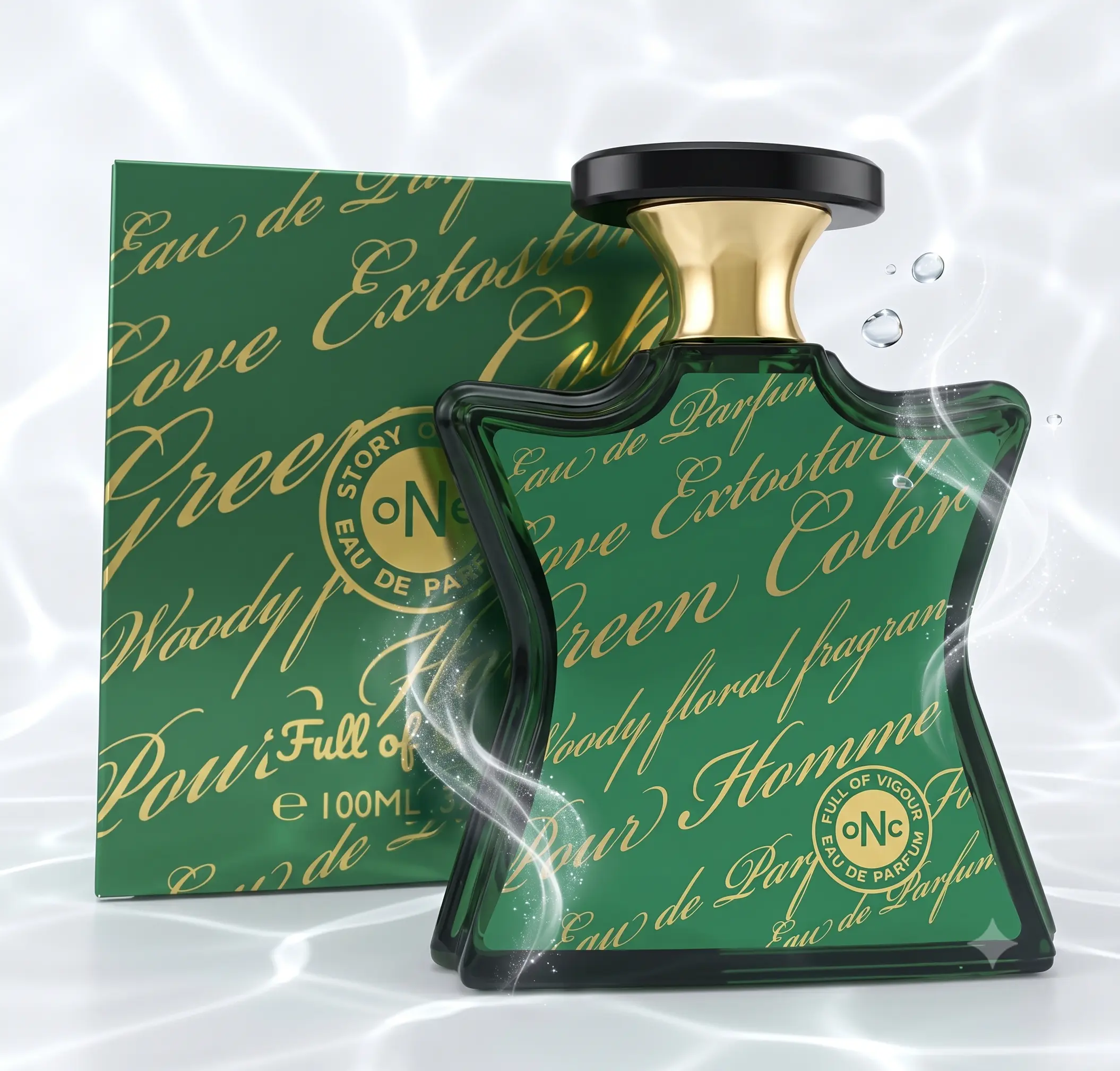 oNc Green Color Men's Cologne 100ml - Long Lasting Woody Floral Fragrance, Fresh Luxury Perfume, Perfect Gift for Him 3.4oz