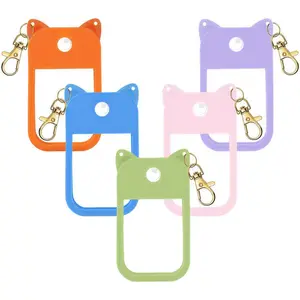 Silicone Case for Touchland Hand Sanitizer Spray 1FL OZ/30ml – Cute Pet Ear Design with Portable Keychain(Orange + Pink + Dark Blue + Purple + Green)