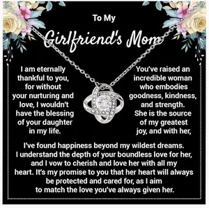 To My Girlfriend's Mom Necklace Gift For Mother's Day, Anniversary, Surprise Birthday Present From Boyfriend, Love Knot Jewelry For Your Girlfriend's Mother