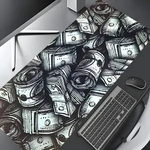 Trend Black White Money Stack Design Large Gaming Mouse Pad,Aesthetic Desktop Drotection Pad,Desktop Accessory,Washable Rubber Pad Non-Slip Lock Edge Multi-Size Mouse Pad Suitable For Home Office,Good Gift for Family and friends, Desk Accessories