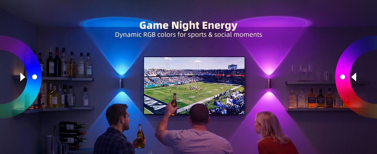 Motion Sensor Light Indoor with Remote, 4000mAh Rechargeable RGB Ambient LED Wall Lamp, Magnetic Stick-On Night Light for Hallway, Stairs, Bedroom and Living Room(2 Pack)