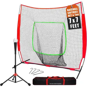 7x7ft/8x8ft Baseball Softball Net with Steel Frame for Batting, Hitting, Pitching, Portable Baseball Batting Net with Carry Bag,  for  Levels