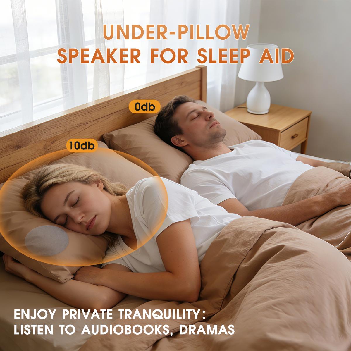 [Specifically for One Person Listening] Under Pillow Sleep Speaker, Ultra-Thin Personal White Noise Machine withBluetooth, Partner-Friendly Close-RangeAudio, Timer & Memory Function, Blind-TouchButtons