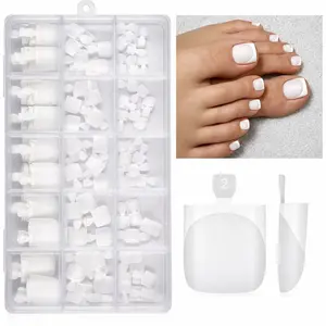Square Toe Nail Tips French Tip Press on 150Pcs 15 Sizes Pre-Designed Milky White Sharp Square Toes for Acrylic Extension