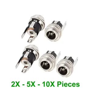 DC Power Supply Metal Jack Socket Female Panel Mount Connector 5.5 x 2.1mm 2/5/10 Pcs