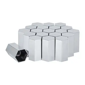 33mm x 3 1/2" Lug Nut Cover ABS Chrome Plastic Rhomboid Nut Cover, Thread-On fit Hub Piloted Wheels, Complete Axle Cover Kits, Lug Nut Covers for Semi Trucks Trailers