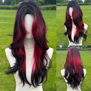 SMILCO/26Inch Ombre Brown Ash Red  Long Curly Wig/SM471