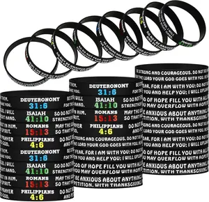 32 Pieces Bible Verses Bracelets Motivational Christian Rubber Bracelets Scripture Faith Hope Wristbands for Men Women