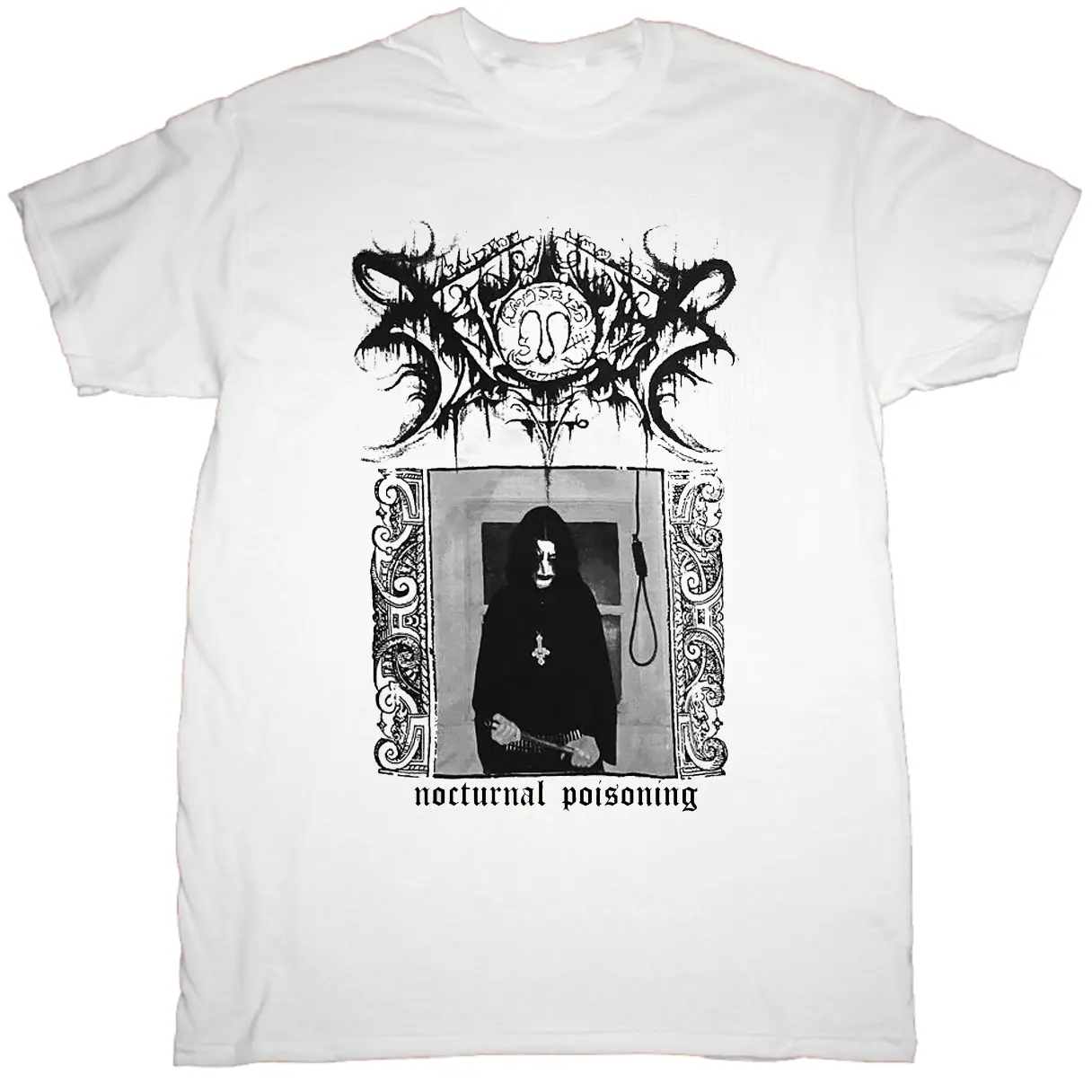 XASTHUR Nocturnal Poisoning Album White T-Shirt Cotton Fabric