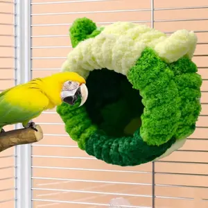 Parrot Warm Cotton Nest, Coral Fleece Insulated Birdhouse, Parrot Cockatiel House, Suitable for small parrots, Insulated bird hut with hanging loop