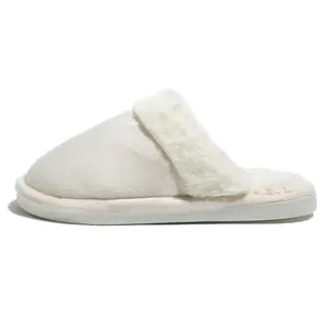 Fuzzy slippers women Women's Slippers smiley face slippers Miss cute casual shoes solid color White