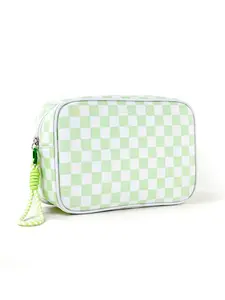 Simple Storage Checkered Cosmetic Bag, Portable High-Profile Makeup Pouch, Large Capacity Handbag, Waterproof Travel Bag, Cosmetic Travel Bags