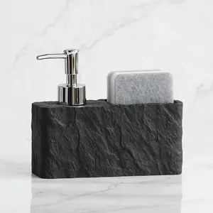 Household Marble Pattern Kitchen Dispenser Bottle for Dish Soap & Hand Soap, Desktop Cleaning Liquid and Sponge Storage Box