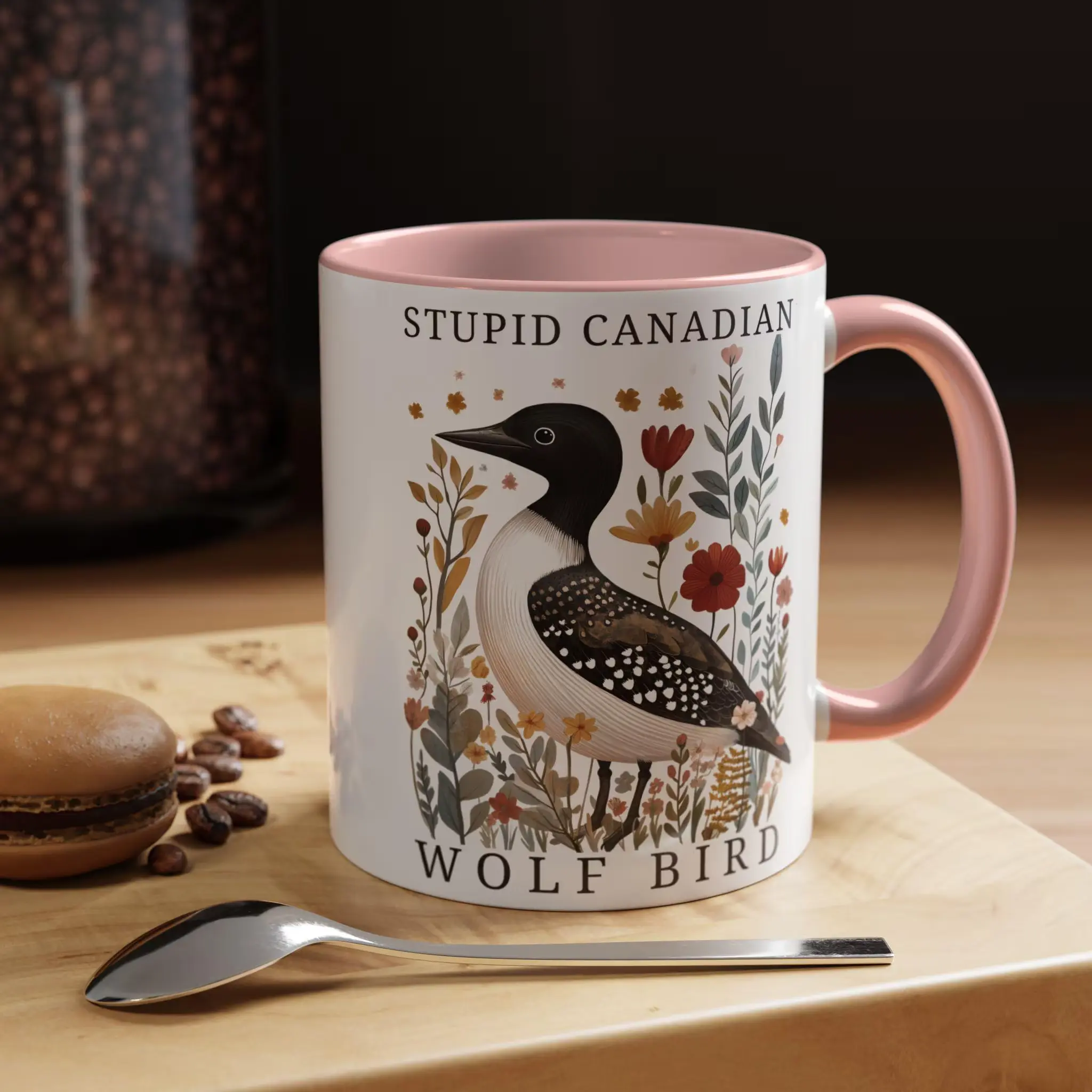 Stupid Canadian Wolf Bird Pottery Mug, Heated Movie Rivalry Mug, Hollander Rozanov Mug, LGBT Hockey Romance Mug