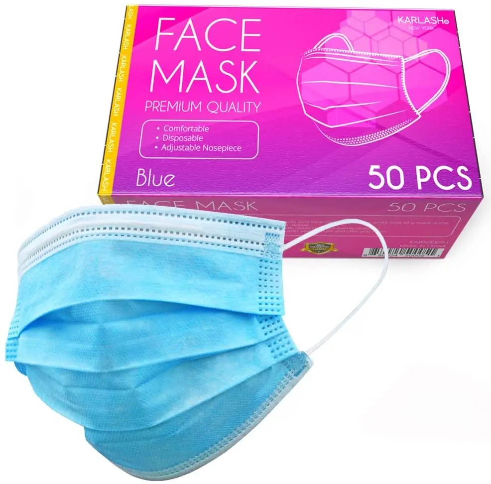Karlash Disposable Face Mask, Pack of 50 Mask - Blue