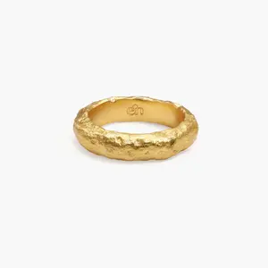 en route Grace Ring in Gold, Textured Hand-Hewn Design with Rugged Uneven Details, Modern Minimal Piece with a Subtle Heirloom Feel, Perfect for Everyday Wear or Layered Silver Styling