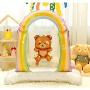 Teddy Bear on a Swing Standing Foil Balloon Decoration F07M1-11