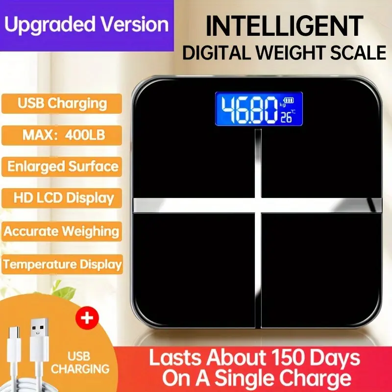 Electronic Digital Bathroom Scale, Body Weight Scale, High Precision LCD Display, Thin Design, Max Weight 180 Kg/400 Lb,High-definition Display Screen And Temperature Display (switchable Between KG And Pounds),  Home Use, Bathrooms, Living Room, Bedroom