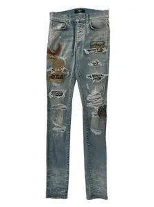 Amiri MX1 Multi Patched Denim Blue
