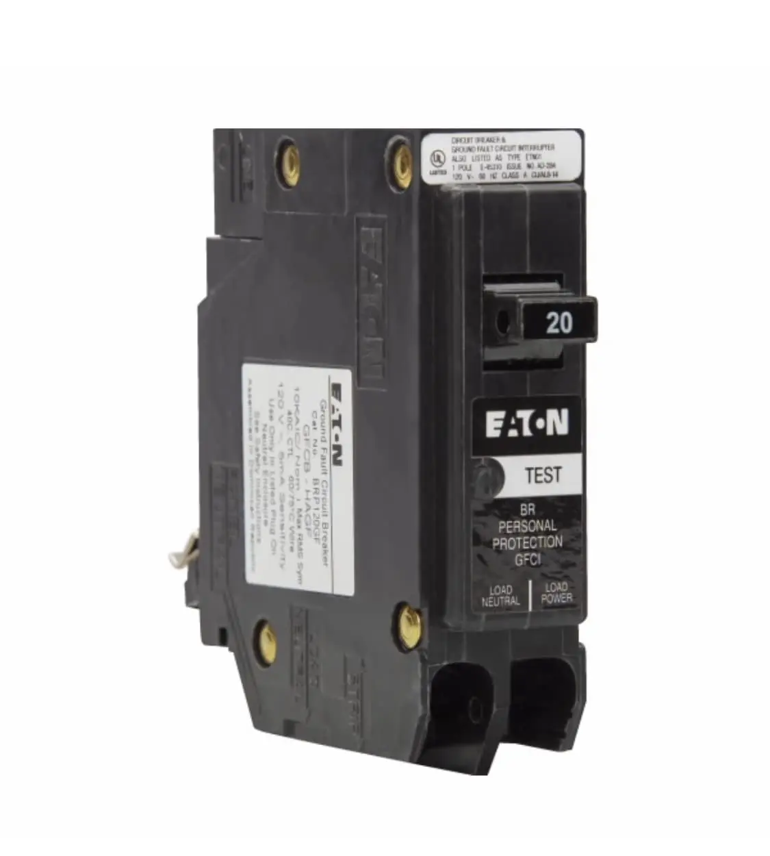 Eaton BR BRP120GF 20A Single-Pole 120V GFCI Circuit Breaker