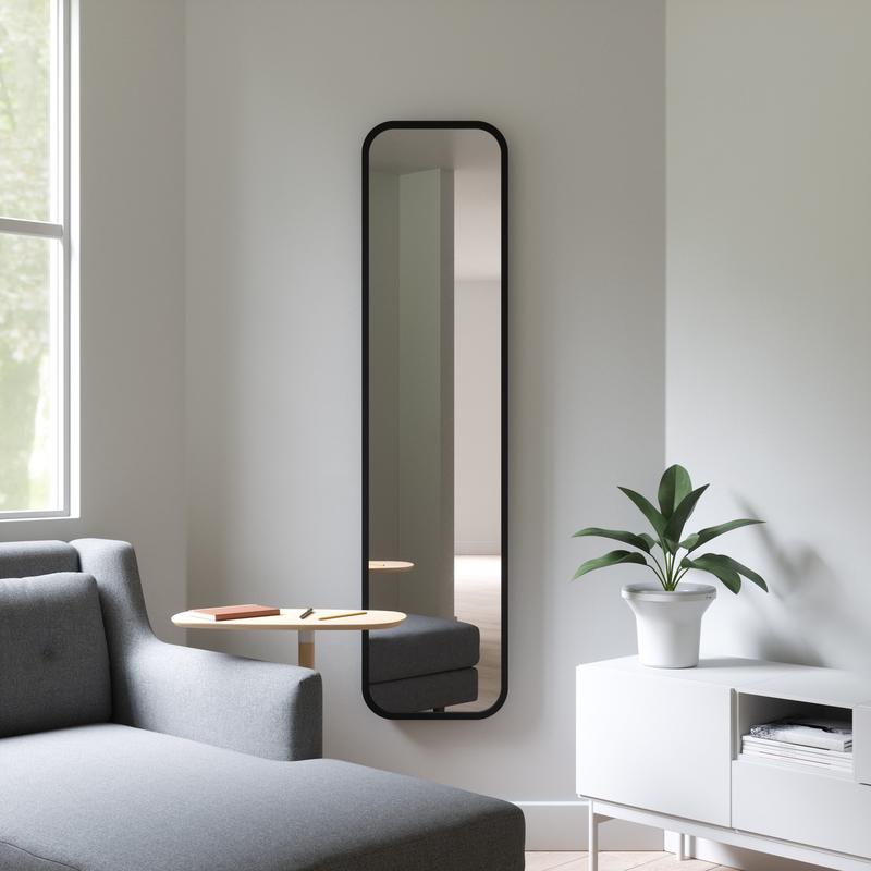 Umbra Hub Leaning Mirror, Full-Length Wall-Mounted or Leaning Mirror with Modern Rubber Frame Decor Lightweight
