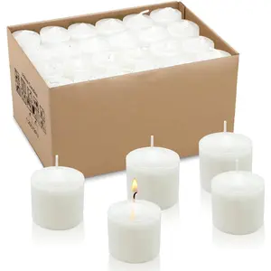 8 Hour White Votive Candles for Weddings Party  and , Set of 72 Small Unscented Bulk Candles for Restaurants and Home Decoration