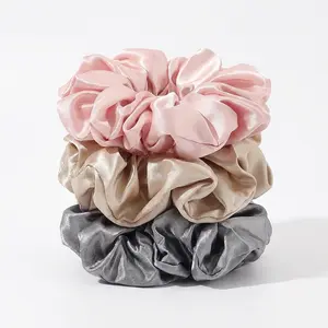 3pcs Satin Scrunchies for Women - No Crease, Frizz Control | Softer Than Silk Scrunchies Gentle On Hair Scrunchies for All Hair Types | Stylish Hair Accessories College Essentials - Assorted