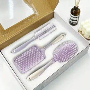 Macaron Anti-Static Hair Comb Set, 3-Piece Student Dormitory Home Large Board Comb, Cushion Massage Makeup Brush
