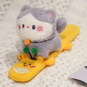 Kawaii Capybara Animal Slap Snap Wrap Bracelets Dog Cat Stuffed Animal Plush Toy Kid Cute Hand Ring Wristband Creative Gift