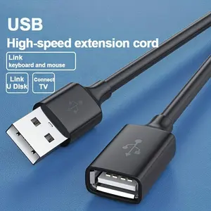 2-Pack USB Extension Cable Set, USB 2.0 Male-To-Female Data Line Compatible with PC TV & External Hard Drive Connections