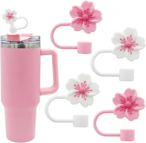 Portable Silicone Straw Cover Cap, 10 mm (0.4 in) Reusable Straw Topper Lids for Stanley Cup Accessories