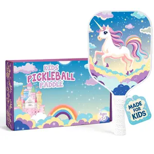 Dany x Kevin Kids Pickleball Paddle - Magical Unicorn Design, Lightweight Fiberglass Paddle for Children Under 12, 13.8” Length, 7” Width, 0.37 lbs