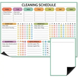 2 count  Cleaning Planner  Cleaning Schedule and Checklist Daily Weekly Monthly Quarterly Semi-Annual Annually Chore Chart for Adults Dry Erase  White Board for Fridge