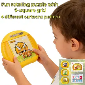 1-piece fun rotating 9x9 puzzle for preschool children, featuring dinosaurs and underwater animals, designed to enhance their intelligence