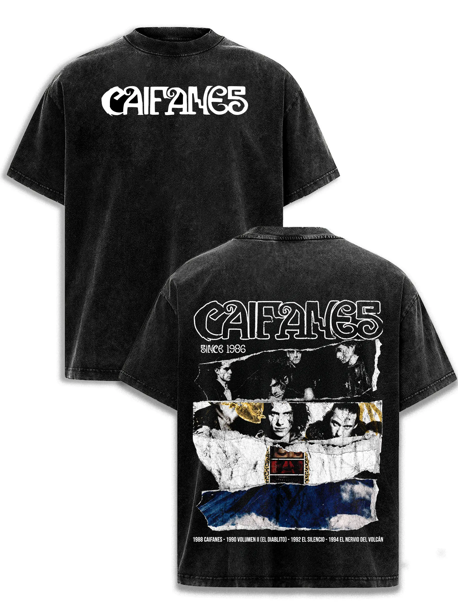Caifanes Mexico City rock band Vintage Washed Oversized Cotton Fabric Seamless T-Shirt, Band Mexico Graphic, Retro Music Fan