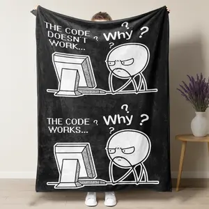 Funny Developer Meme Throw Blanket, Coding Humor Gift for Software Engineers, "Code Doesn't Work vs Works" Sarcastic Gift for Programmers, Nerdy Home Office Decor