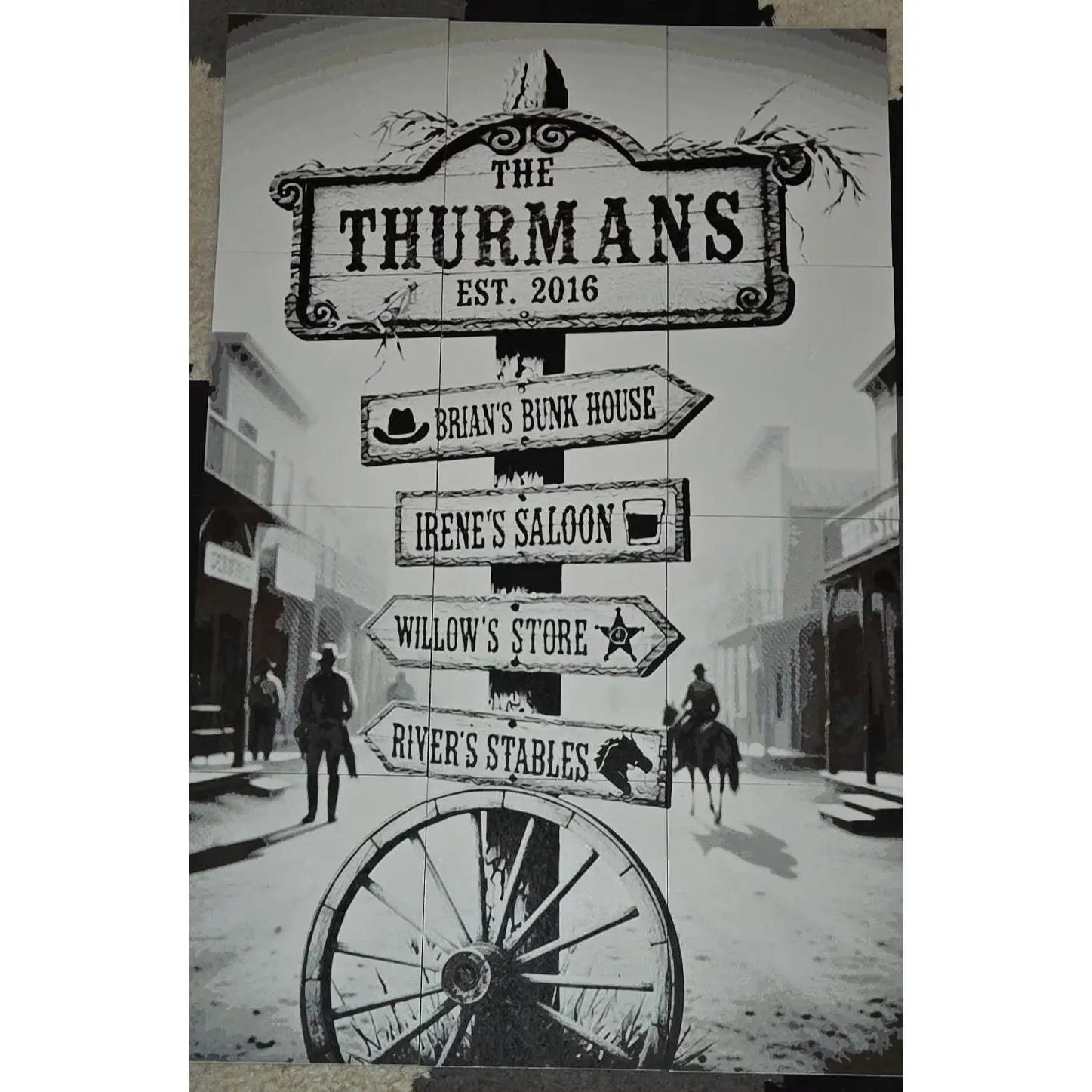 Custom Family Street Sign Digital Image and HueForge