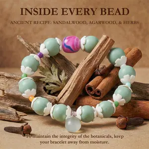 Chinese Herbal Bracelet Handcrafted with Natural Ingredients Sandalwood Agarwood & Herbs for Healing and Wellness