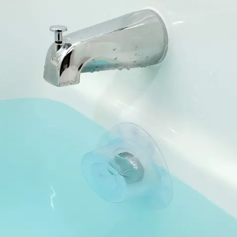 Silicone Bottomless Bath Overflow Drain Cover - Bathroom Gadget, Standard 4" (4 inches) Durable Flexible Seal, Easy-Clean Eco-Friendly Water Stopper Plug, for Deeper Baths, Quick Rinses, Moms' Gift