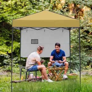 6 Ft. W x 4 Ft. D Steel Pop-Up Canopy with Sunwall