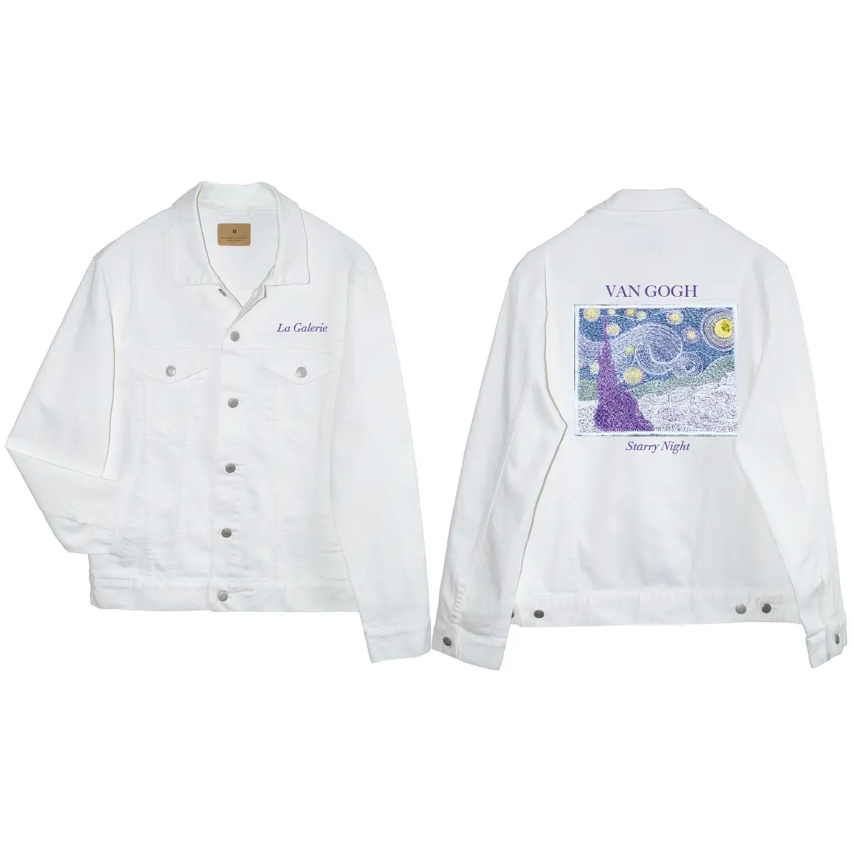 Van Gogh Embroidered Painting | Unisex Embroidery Denim Jacket | Painting Jacket | Starry Night Apparel Casual
