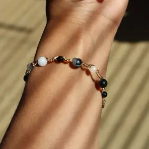 Handcrafted Wire Bracelet with Real Stones Gold Tarnish Resistant Copper Wire for Stylish Wear Genuine Stones Durability and Elegance