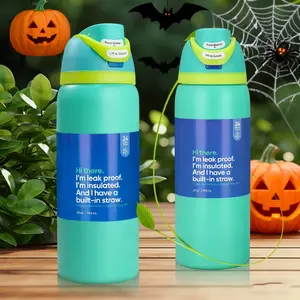 OW(youth green) outdoor sports bicycle double drink ice bula cup, 32oz /945ml double vacuum outdoor mountaineering kettle, 100% leakproof outdoor bicycle water cup, suitable for outdoor camping, mountaineering, office and travel-Drinkware,Bottled