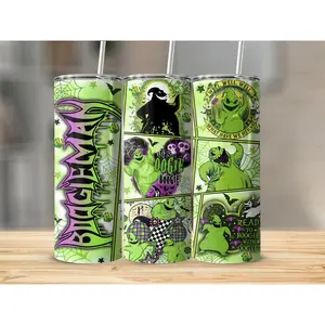20oz Unique Grim Face Oogie Boogie Character Tumbler Bottle Drinkware Lid Stainless