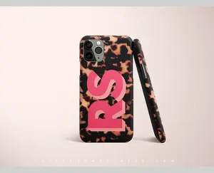 Tortoise Shell Monogram iPhone Case Stained Glass Sea Turtle Design Plastic Flip Cover for Apple Phones No Warranty