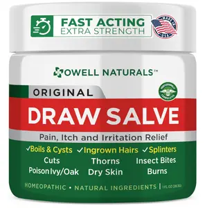 Drawing Salve Ointment for Boil & Cyst Removal, Deep Ingrown Hair, Splinter Remover, Bug Spider Bites, Bee Sting, Mosquito Itching, Poison Ivy