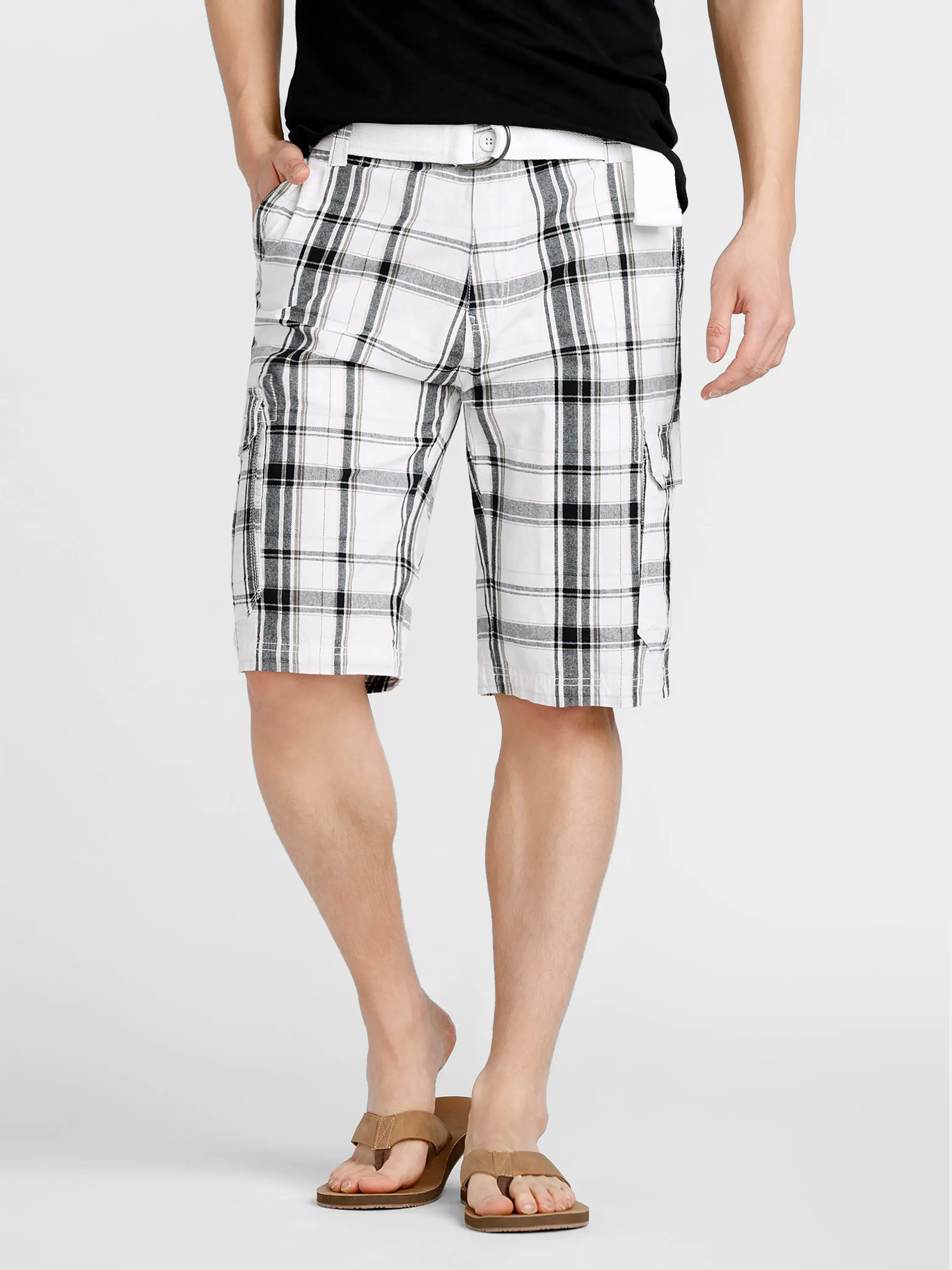Men's Checkered Plaid Cargo Shorts