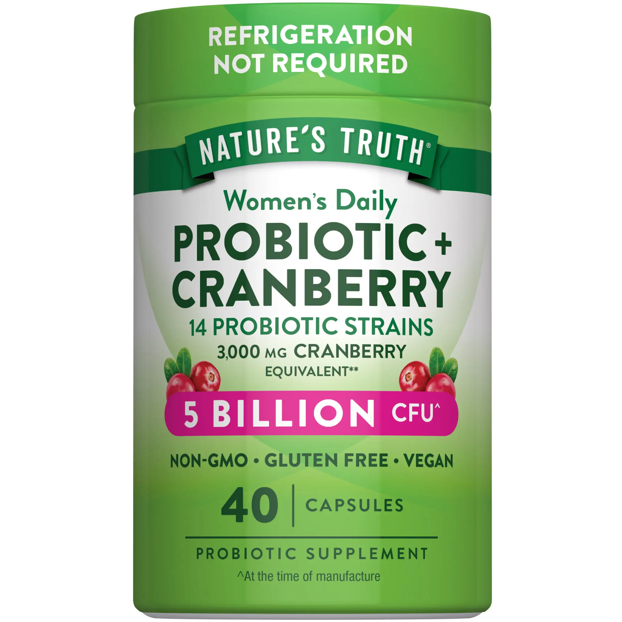 Nature's Truth Probiotics for Women with Cranberry - 5 Billion CFUs Daily - 40 Vegan Capsules - Non-GMO & Gluten Free Nature's Truth Probiotics for Women with Cranberry - 5 Billion CFUs Daily - 40 Vegan Capsules - Non-GMO & Gluten Free