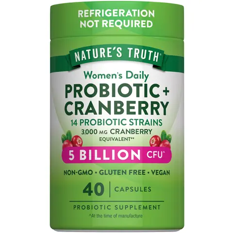 Nature's Truth Probiotics for Women with Cranberry - 5 Billion CFUs Daily - 40 Vegan Capsules - Non-GMO & Gluten Free